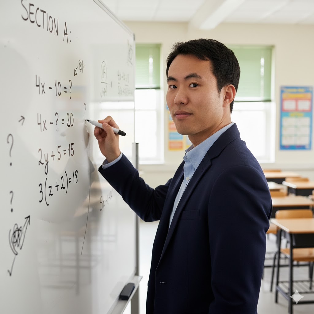 An educator holding a tablet and smiling